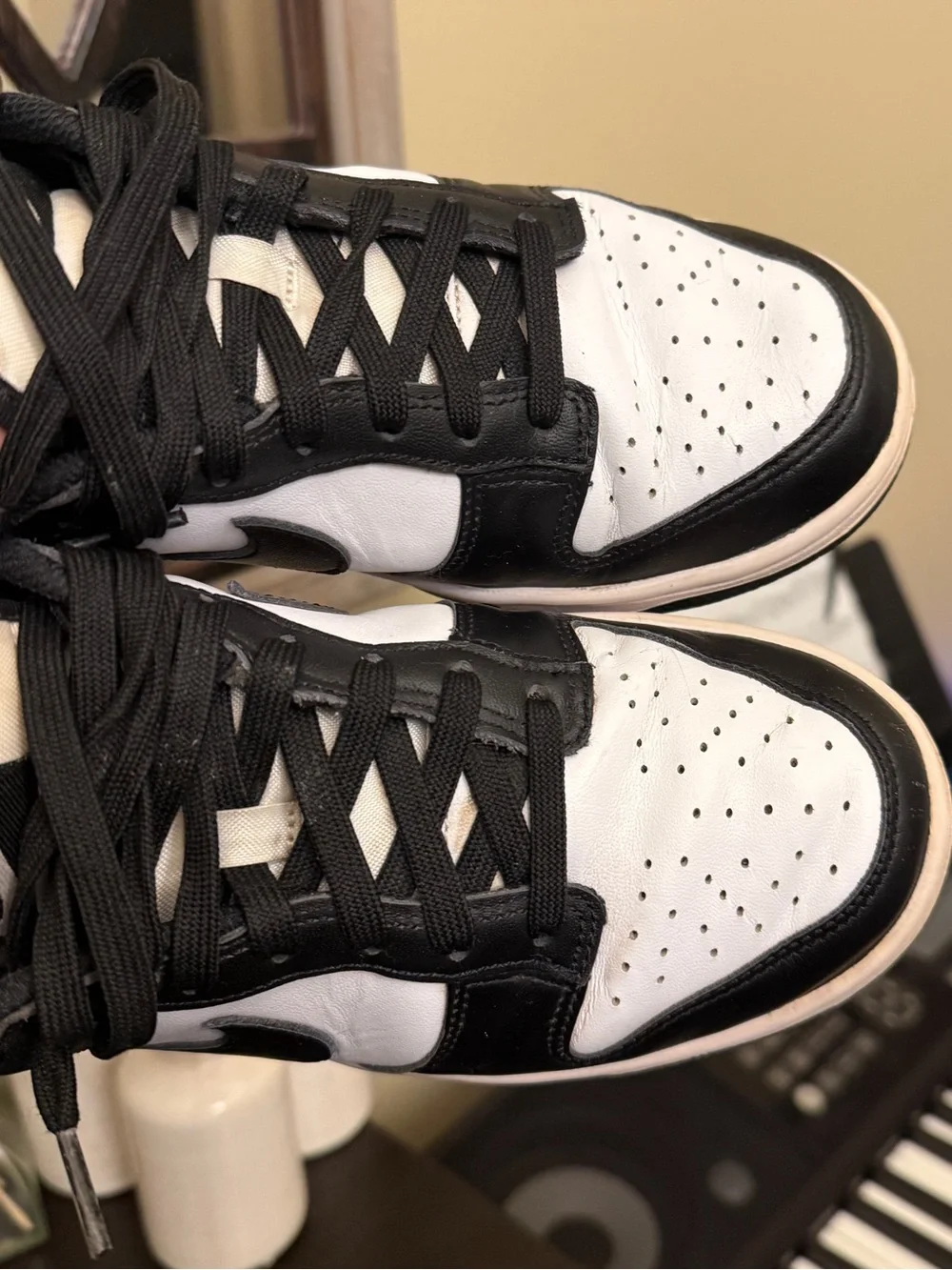 Nike Black White Panda Dunks Low Court Sneakers Mens 7.5